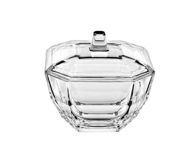 Barski - European Glass - Octagon - Covered Candy - Nut- Chocolate - Jewelry Box - 4.3" Diameter - Made in Europe - Image 1